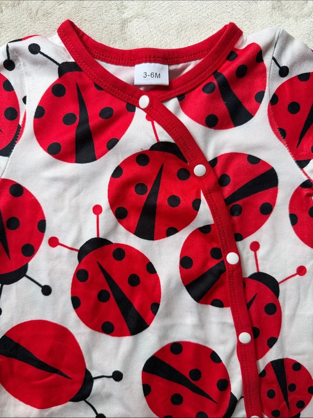 Red and White Ladybug Baby Onesie and Outfit  Bundle